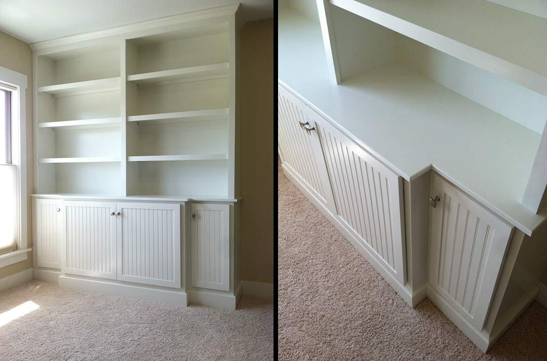 Ron Roman Studios, Custom Fine Woodworking, Walnut Built-in Bookcase and Entertainment Center