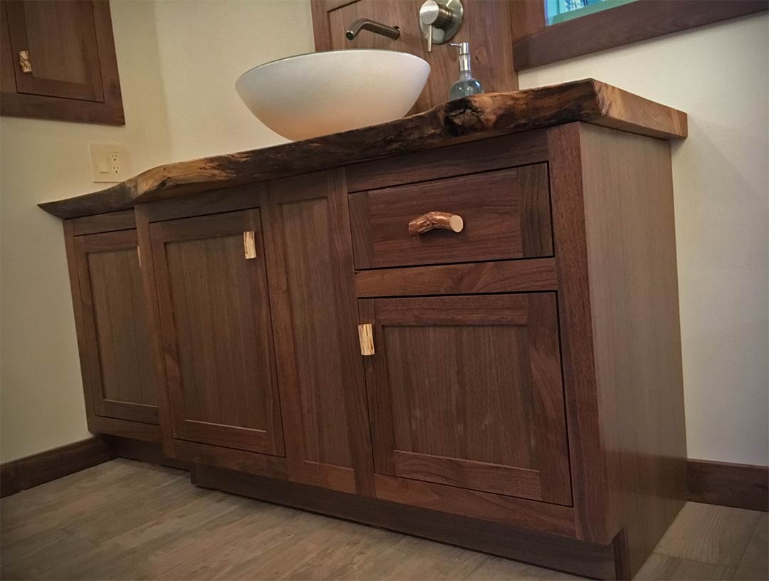 Ron Roman Studios, Custom Fine Woodworking, Walnut Built-in Bookcase and Entertainment Center