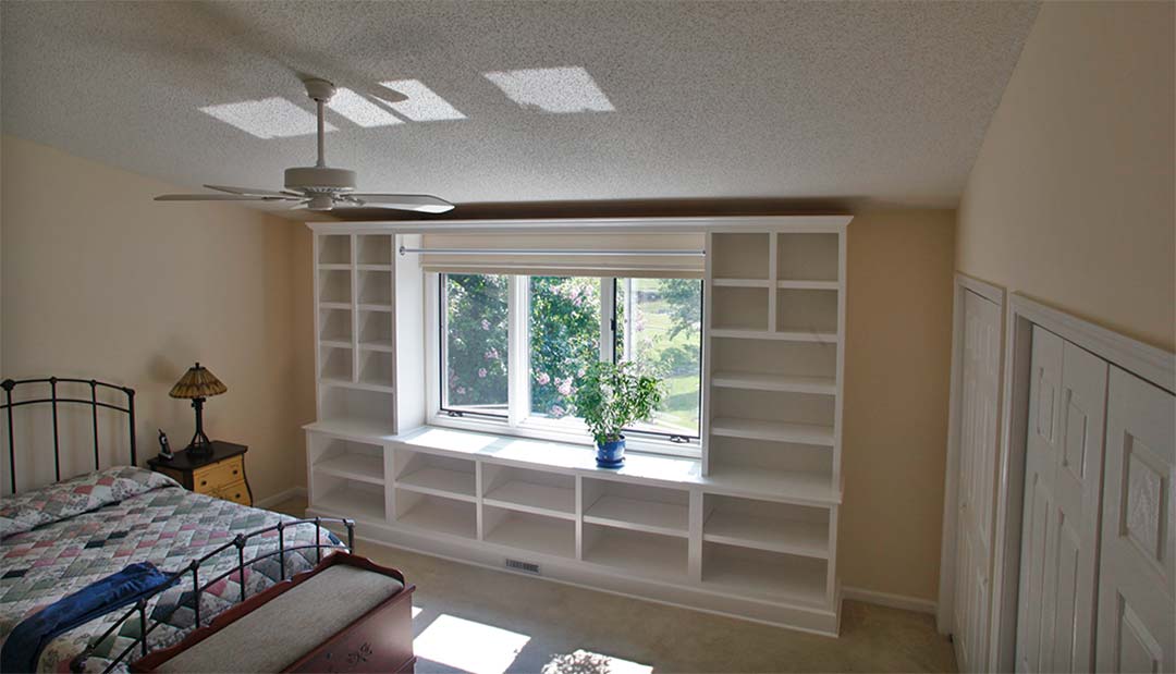 Ron Roman Studios, Custom Fine Woodworking, Walnut Built-in Bookcase and Entertainment Center